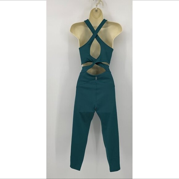 FP Free People Movement Back it up active one piece jumpsuit green cutout yoga L - Picture 3 of 6